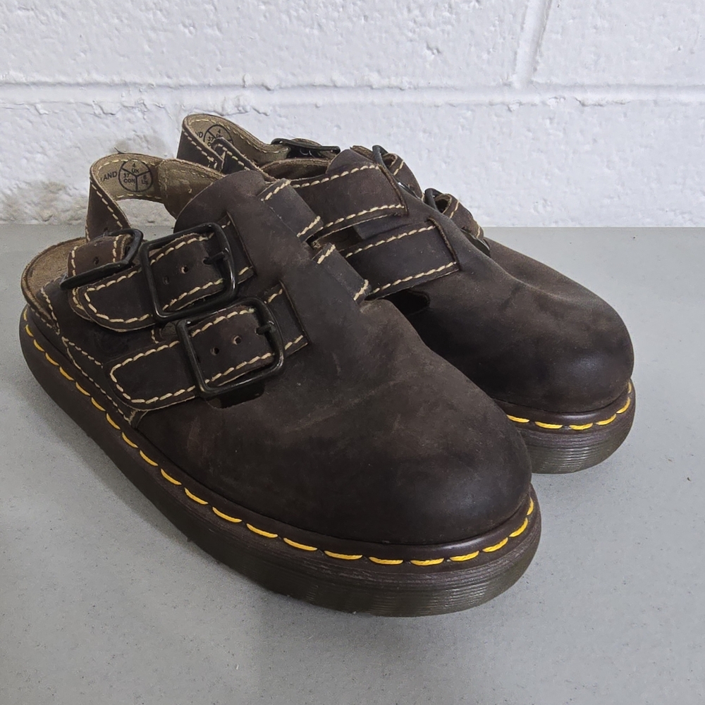 Dr. Martens Brown Leather Sandals with Buckle Strap